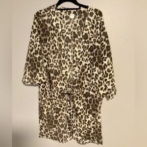 Animal print kimono brown beige lightweight KOHLS